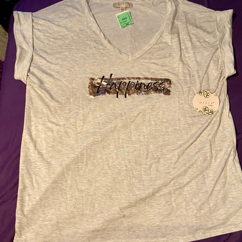 “Happiness” Misia Soft Gray Curvy Blouse